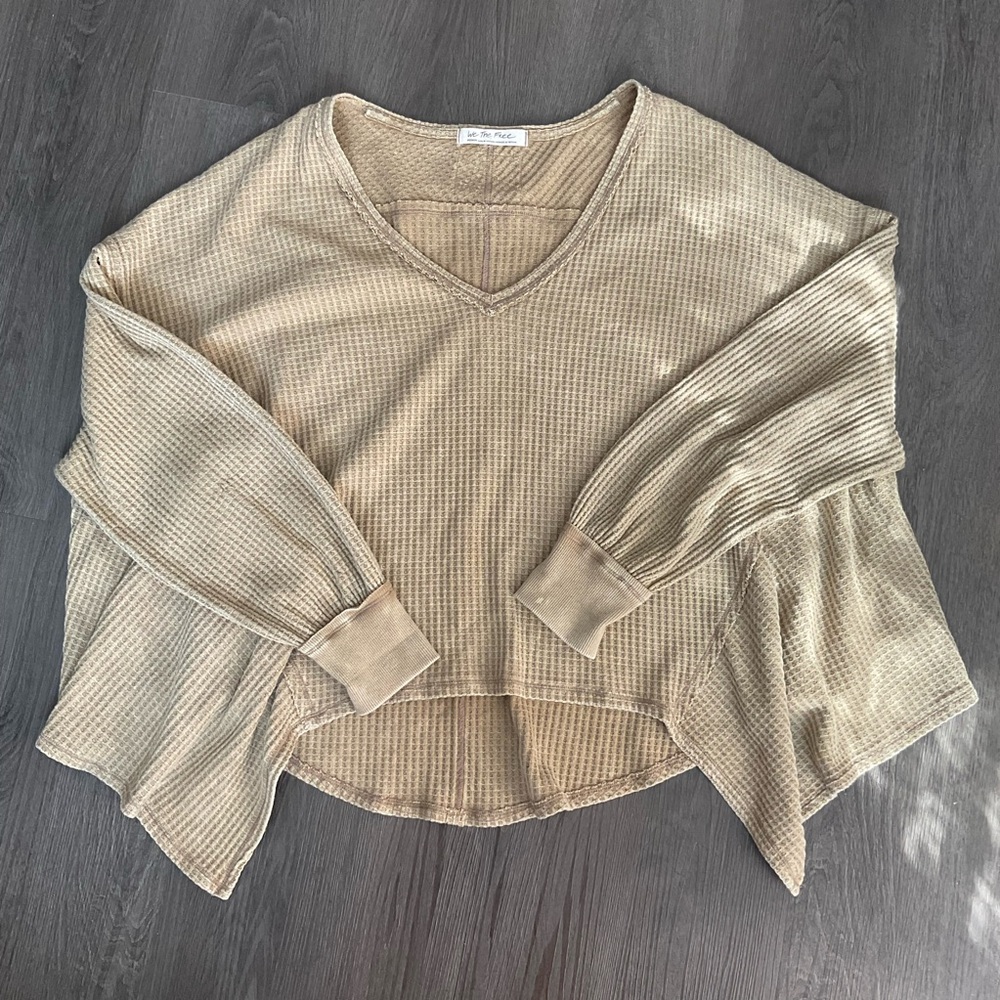 Free People We the Free Waffle Coraline Thermal V-Neck Long Sleeve Top